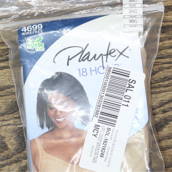 NWT Playtex 18 Hour Bounce Control Convertible Wireless Bra 4699 Taupe Brown 36C - Picture 4 of 5